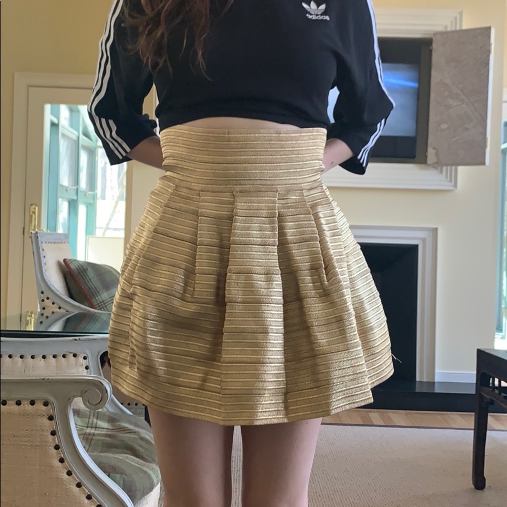 AQUA gold high waisted skirt